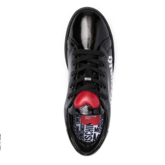 New! Love Moschino Black Logo-Print Low-Profile Sneakers | 9 - Picture 3 of 5